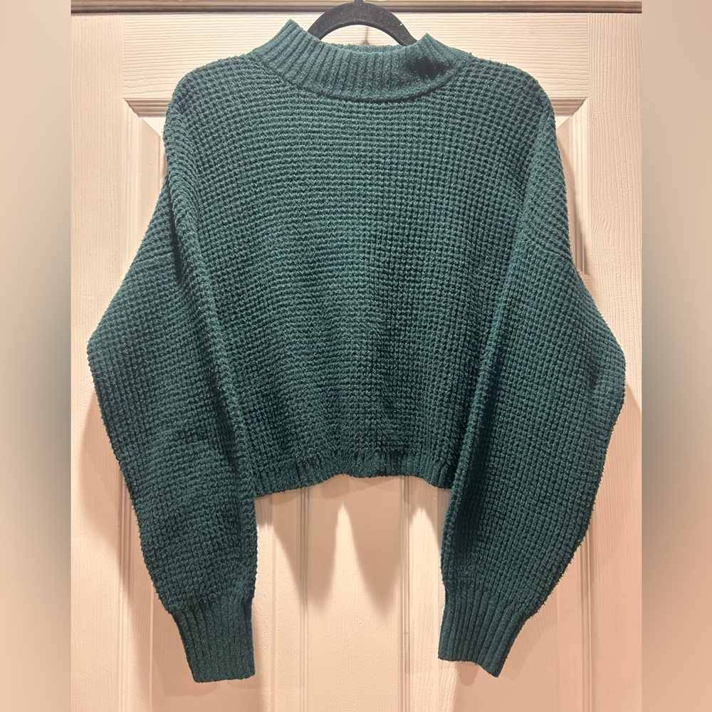Hollister | Green Mock Neck Waffle Pattern Sweater Size S